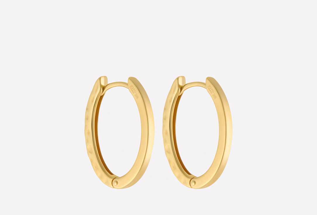 Изображение товара Серебряные серьги-кликеры Dafna oval с лимонной позолотой для женщин