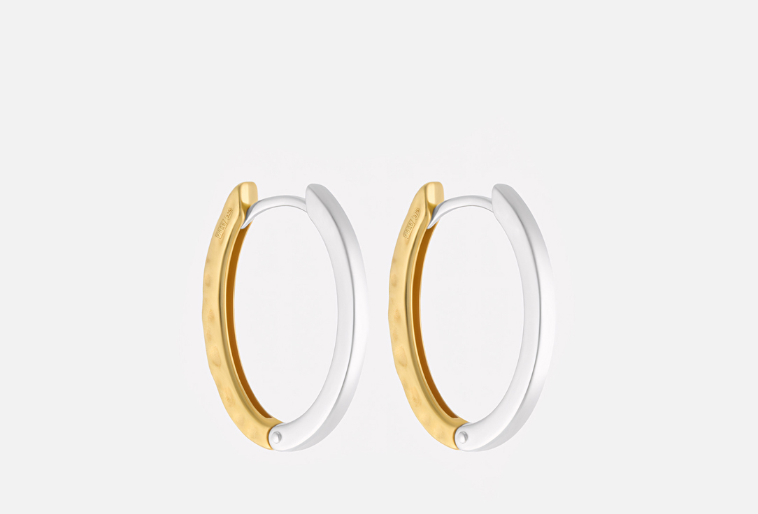 Изображение товара Серьги-кликеры серебряные Dafna oval bicolor