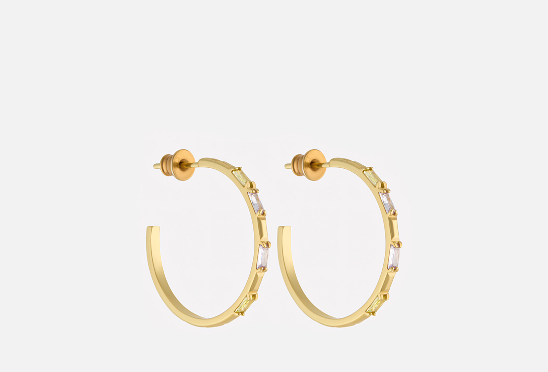 Изображение товара Серебряные серьги-конго с фианитами и позолотой 3 см Dafna Sweets