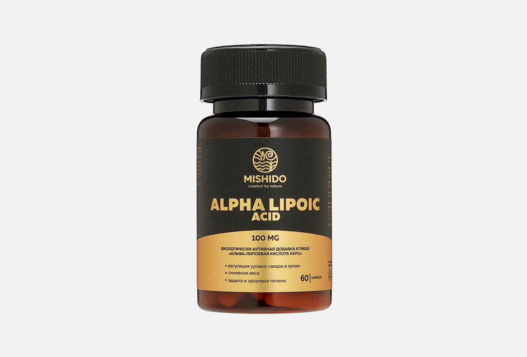 Изображение товара альфа-липоевая кислота MISHIDO 100 мг в капсулах