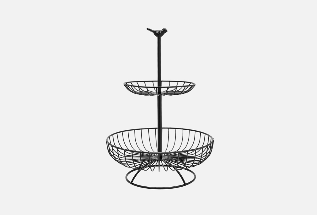 Изображение товара Стильная 2-х ярусная ваза для фруктов из металла 25х25х35 см topgift