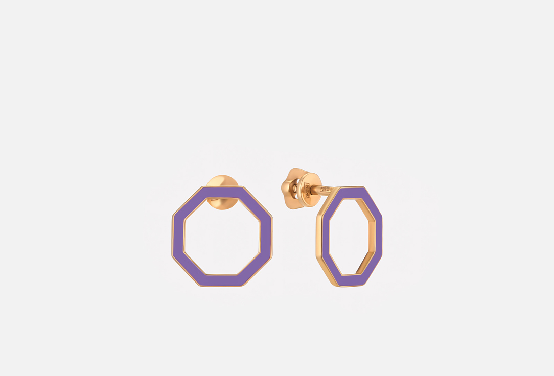 Изображение товара Серебряные серьги пусеты Fleur de neige Purple с фиолетовой эмалью