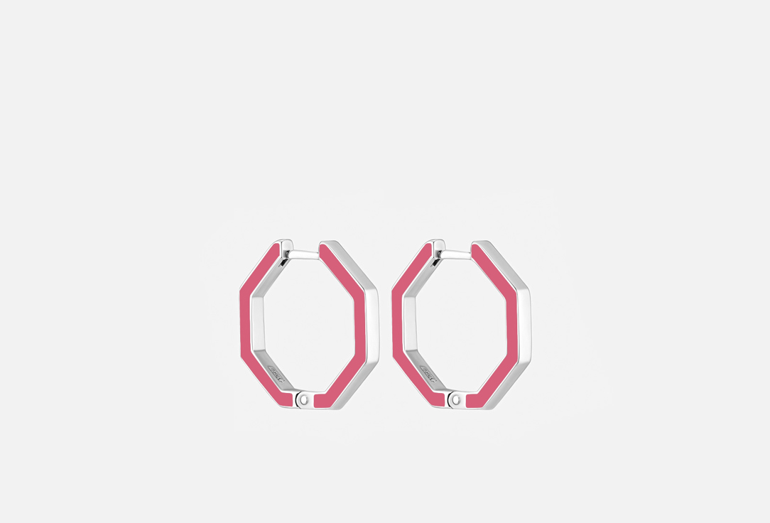 Изображение товара Серьги-конго серебряные Fleur de neige Magenta Moon Родирование