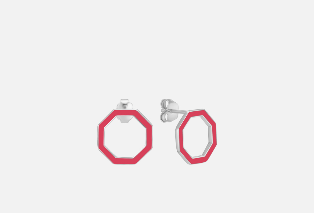 Изображение товара Серьги-пусеты серебряные Fleur de neige Magenta Родирование