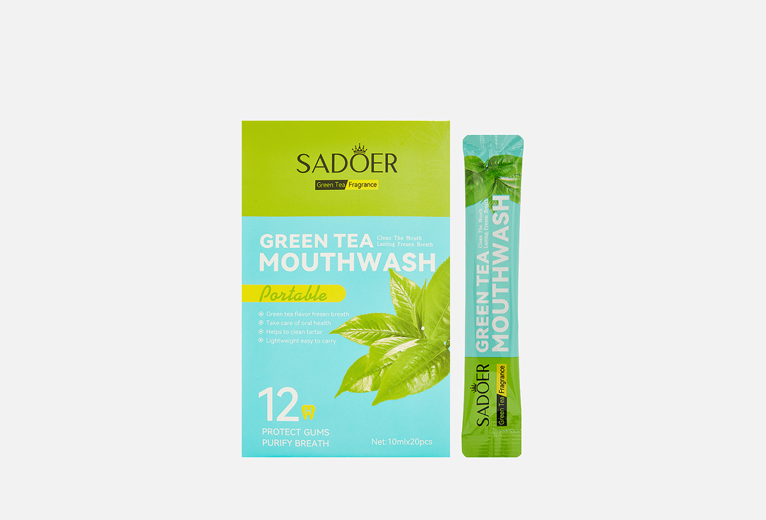

Освежающий ополаскиватель для полости рта SADOER, Зеленый чай 10 шт