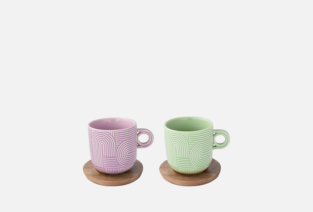 Изображение товара Набор чашек Easy Life Радуга, сиреневая, зелёная