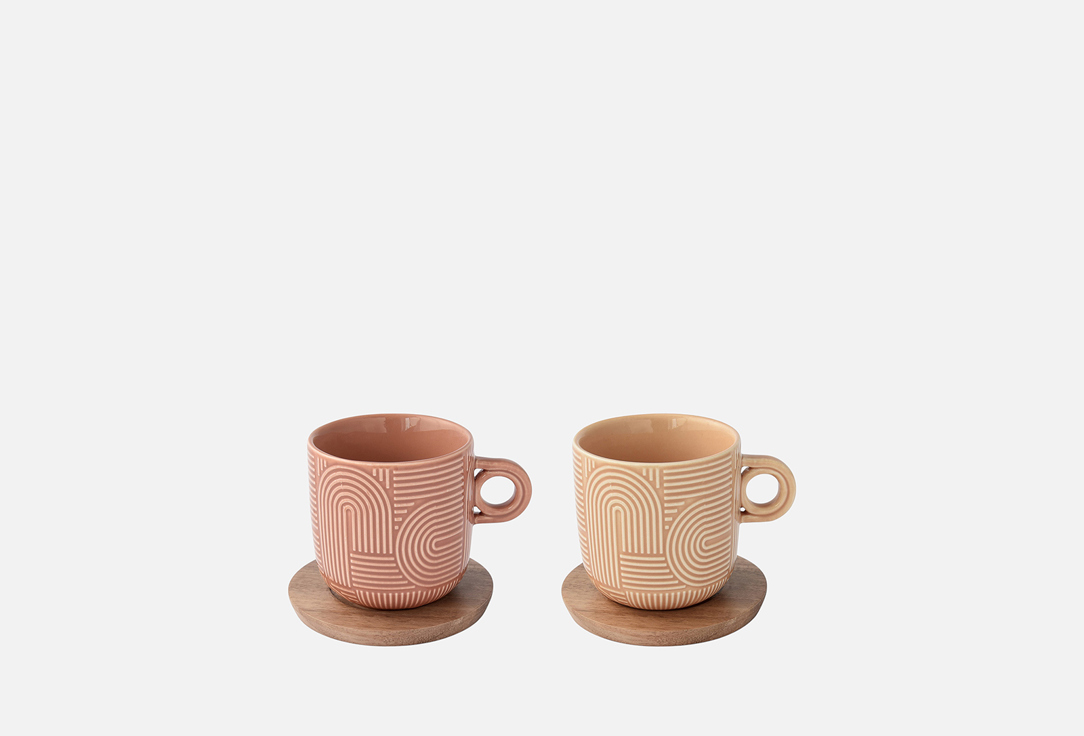 Изображение товара Набор чашек Easy Life Радуга, бежевая, коричневая