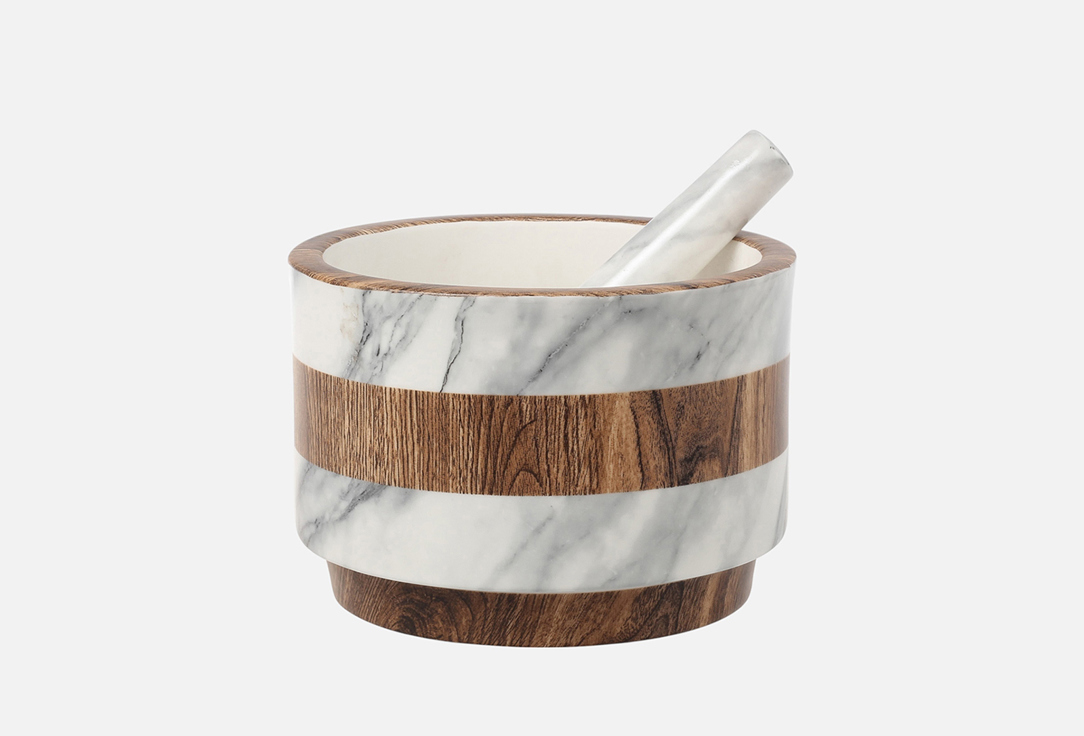 

Ступка с пестиком HOME&STYLE, Принт, Wood&Marble, 15 см 15 см