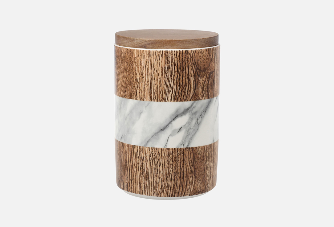 Изображение товара Банка для сыпучих продуктов Home&Style Wood&Marble, 17х11,5 см