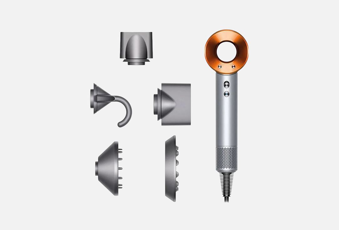 Изображение товара Фен Dyson Supersonic HD08 Nickel Copper с ионизацией 5 насадок мощность 1380 Вт