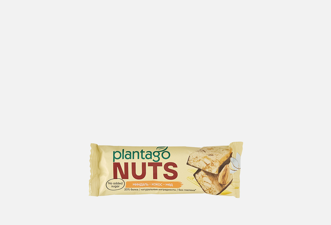 

Протеиновый батончик PLANTAGO, Миндаль, Кокос и Мёд 40 г