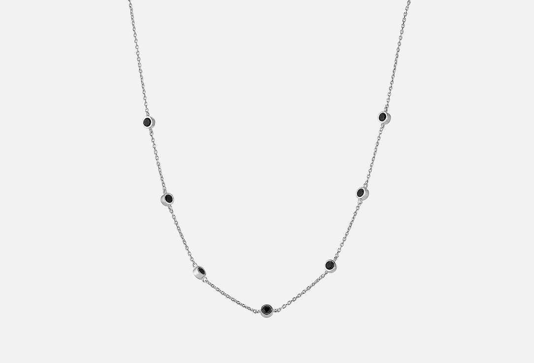 Изображение товара Серебряное колье-чокер с черными фианитами 925 пробы родированное
