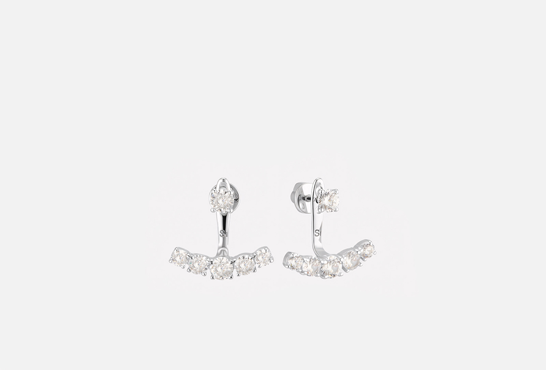 Изображение товара Серебряные серьги-джекеты with съемной деталью и фианитом в России