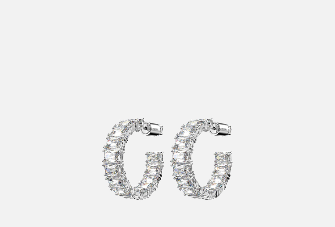 Изображение товара Серьги Swarovski Matrix с фианитами, серебристые, классический дизайн 2.7 см