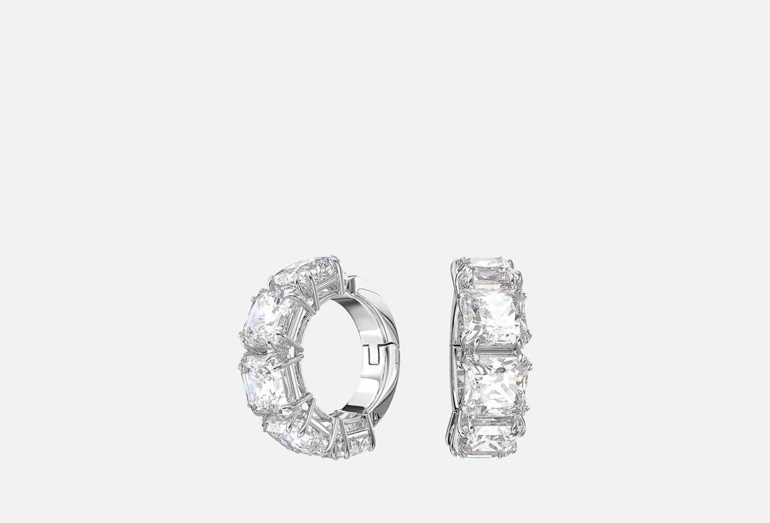 Изображение товара Серьги-клипсы Swarovski Matrix с прозрачными фианитами, серебряный цвет