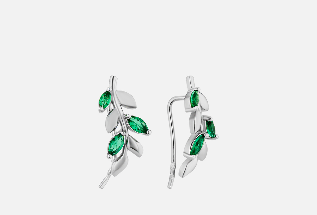 Изображение товара Серьги-клаймберы серебряные Pepela Jewelry Branches with green stones