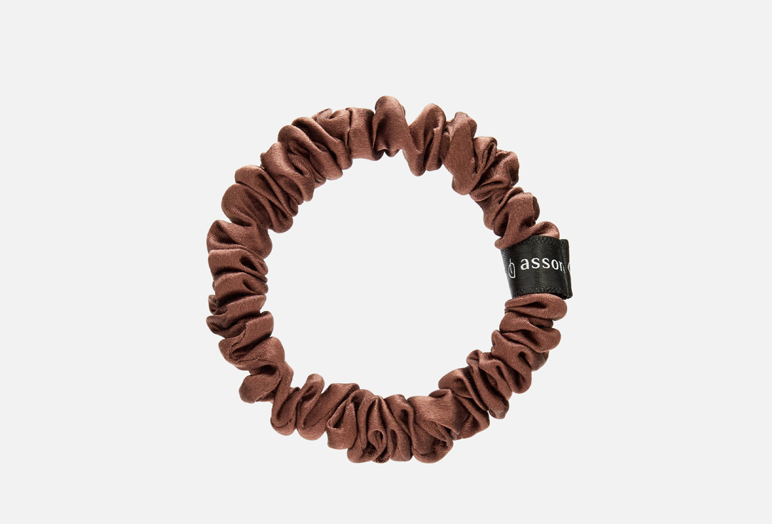Изображение товара Шелковая резинка для волос Assoro S Кофейная натуральный шелк 100% класс 6А