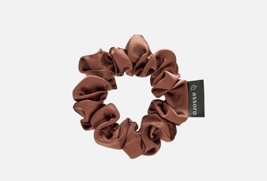 Изображение товара Шелковая резинка для волос Assoro M кофееная натуральный шелк 100%