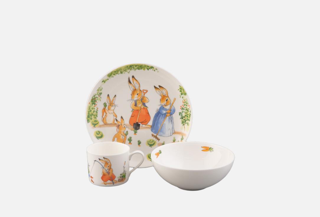 

Тарелка, чашка, миска ИМПЕРАТОРСКИЙ ФАРФОРОВЫЙ ЗАВОД, Принт, Восточная, Дружная семейка 3 шт