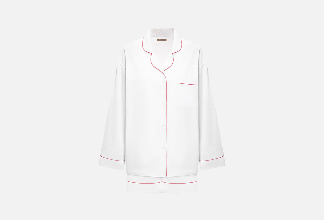 Изображение товара Пижама с шортами AnnMel белая с розовым кантом для женщин 100% хлопок комфорт