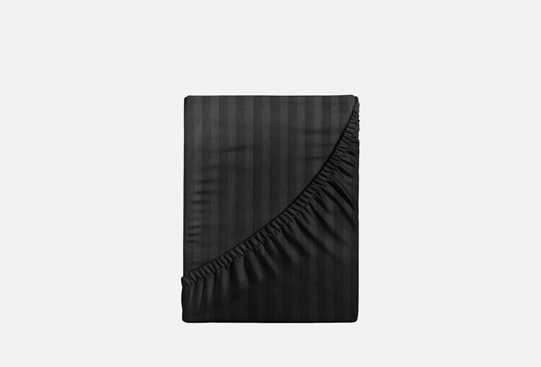 Изображение товара Простыня на резинке Verossa Stripe 160х200 см Черная для комфортного сна
