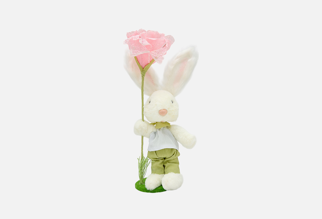 Фигурка декоративная TOPGIFT Заяц с цветком, 14,5х13х39см 1 шт