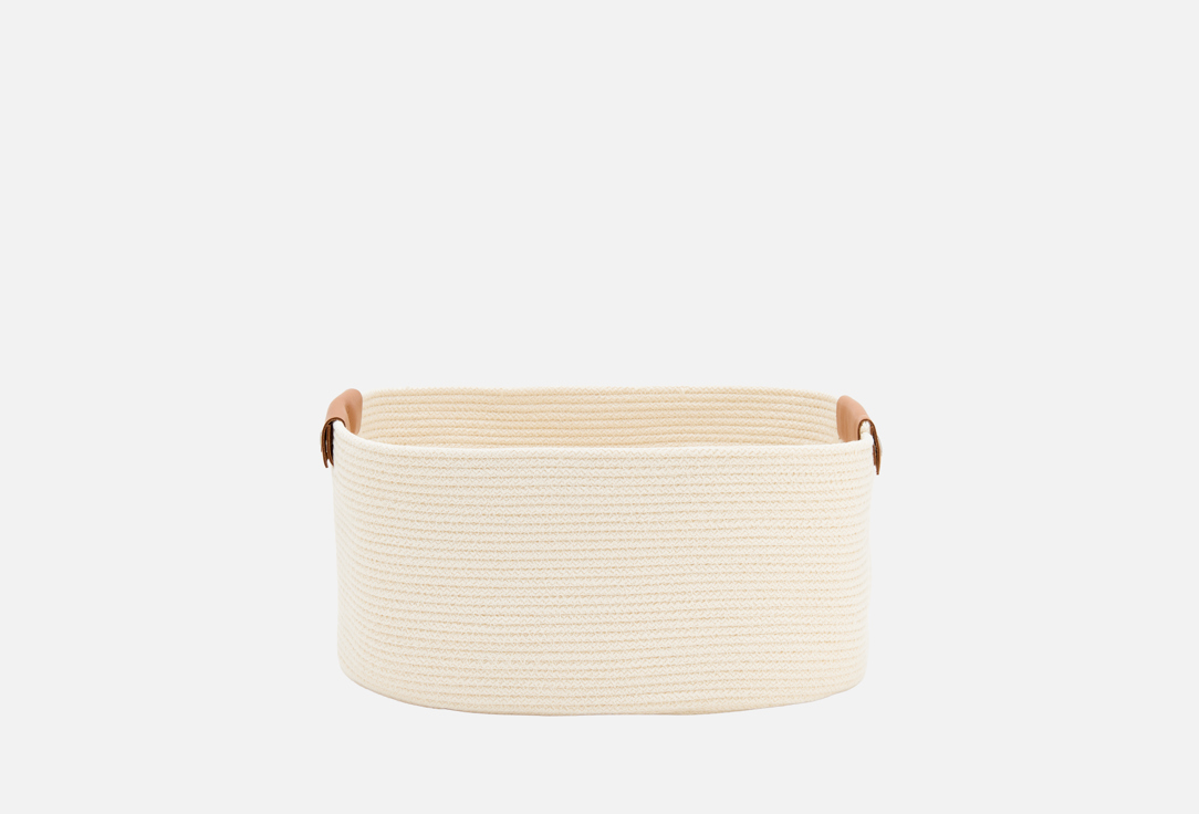 Изображение товара Корзина с кожаными ручками Olala Home S, молочный цвет, 20х28х10 см