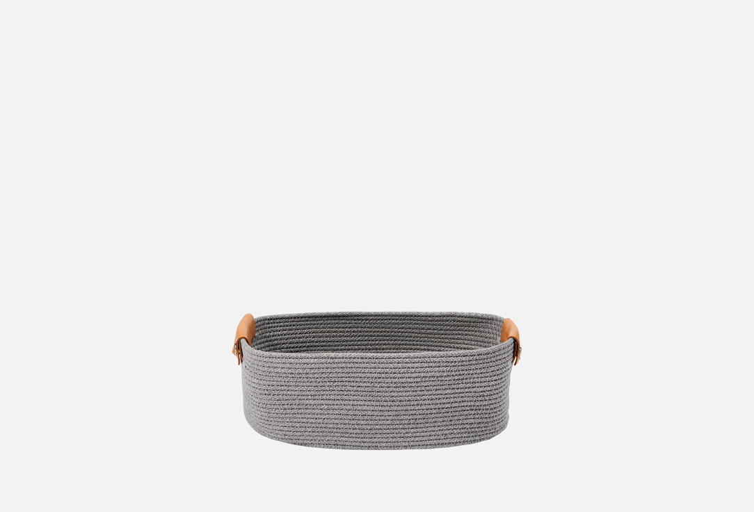 Изображение товара Корзина с кожаными ручками Olala Home S серого цвета