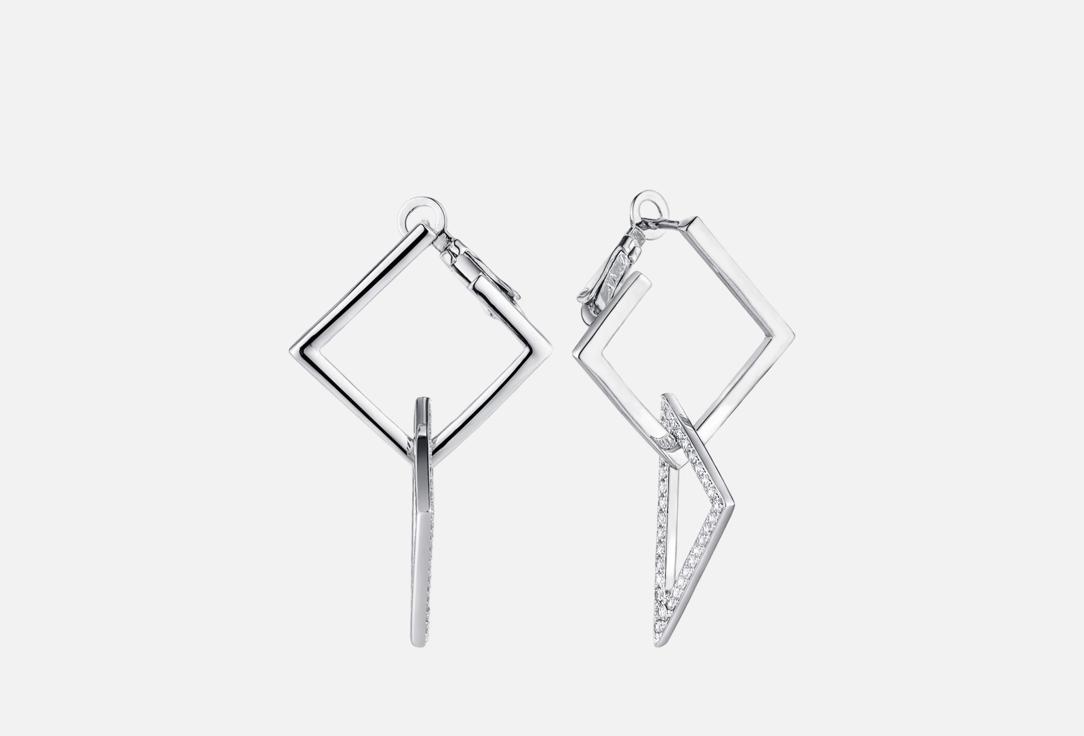 Изображение товара Серебряные серьги Fresh Geometry Silver с фианитами 925 пробы Родирование