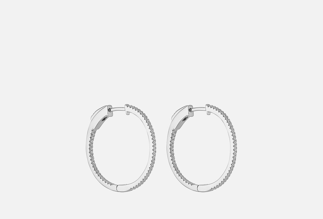 Изображение товара Серьги серебряные Fresh Congo Silver диаметр 30 мм с фианитами и родированием