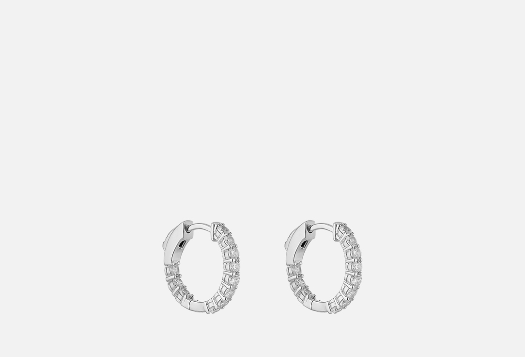 Изображение товара Серьги серебряные Fresh Congo Silver диаметром 20 мм с фианитами и родированием