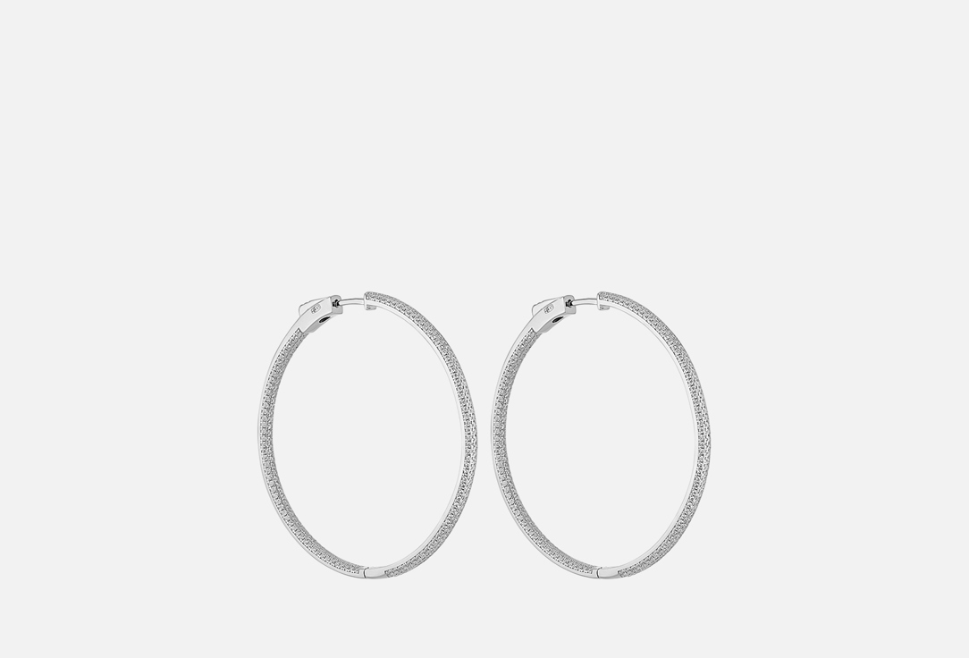 Изображение товара Серьги серебряные Fresh Congo Silver 50 мм с фианитами и покрытием родирование