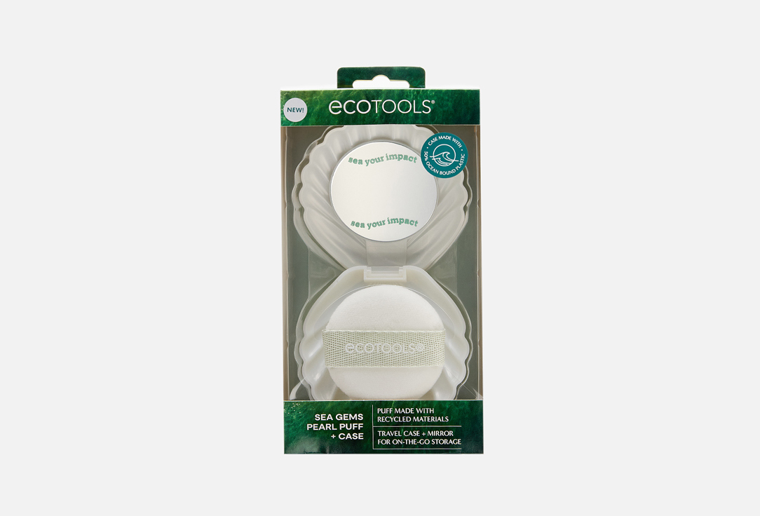 

Пуховка для пудры в футляре ECOTOOLS, Sea gems pearl puff + case 1 шт
