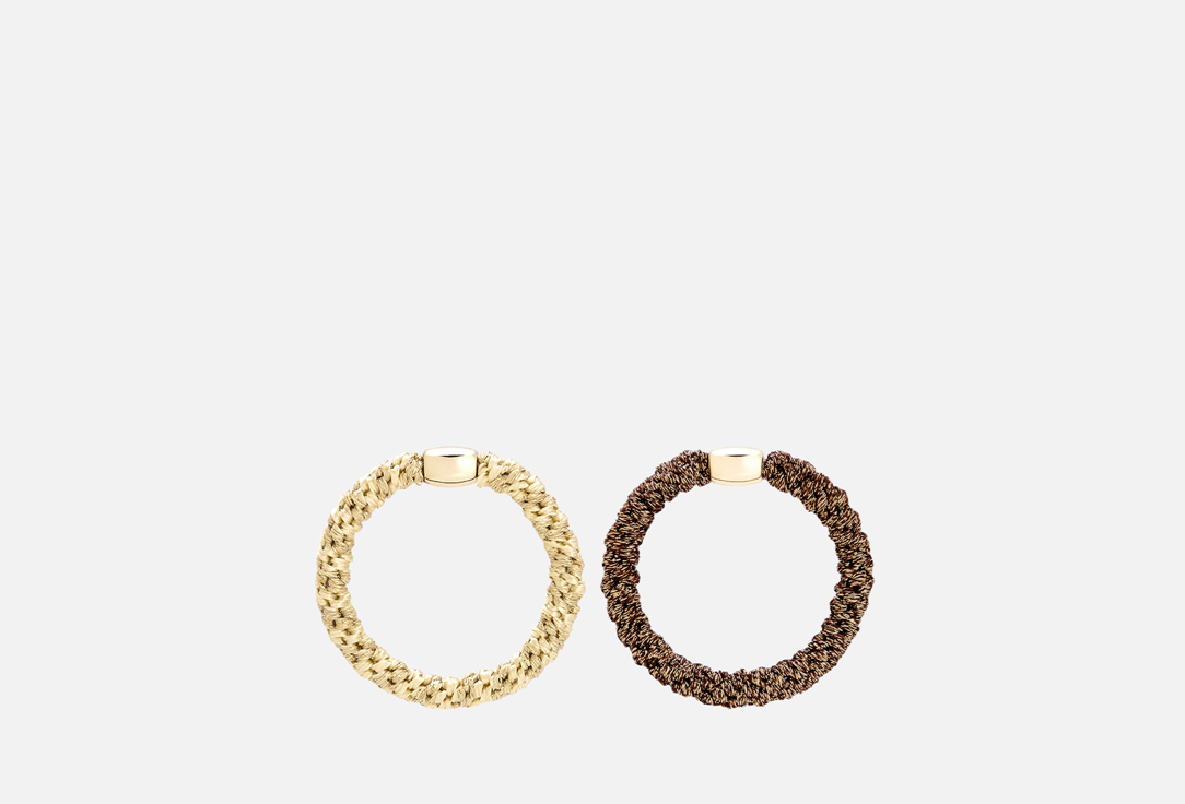 Изображение товара Набор резинок для волос Dewal золотой, коричневый