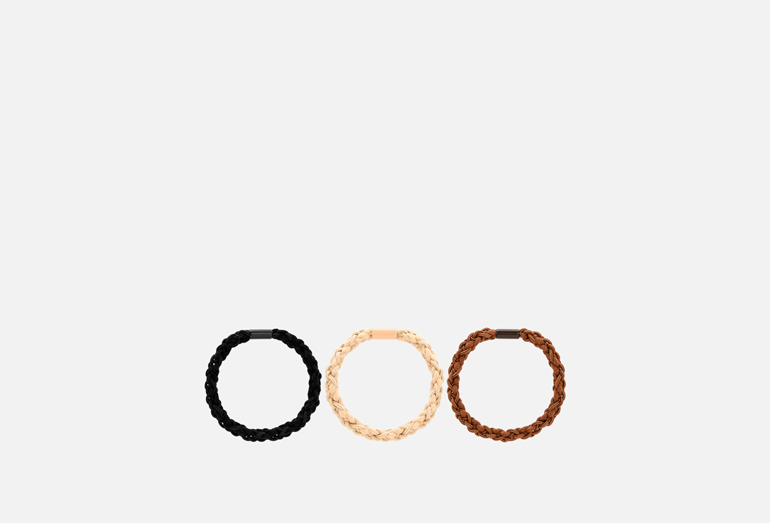 Изображение товара Набор резинок для волос Dewal бежевый, коричневый, черный