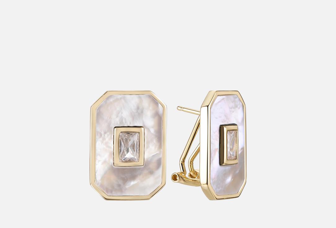 Изображение товара Серебряные серьги Fresh Gravity с перламутром и фианитом 925 пробы