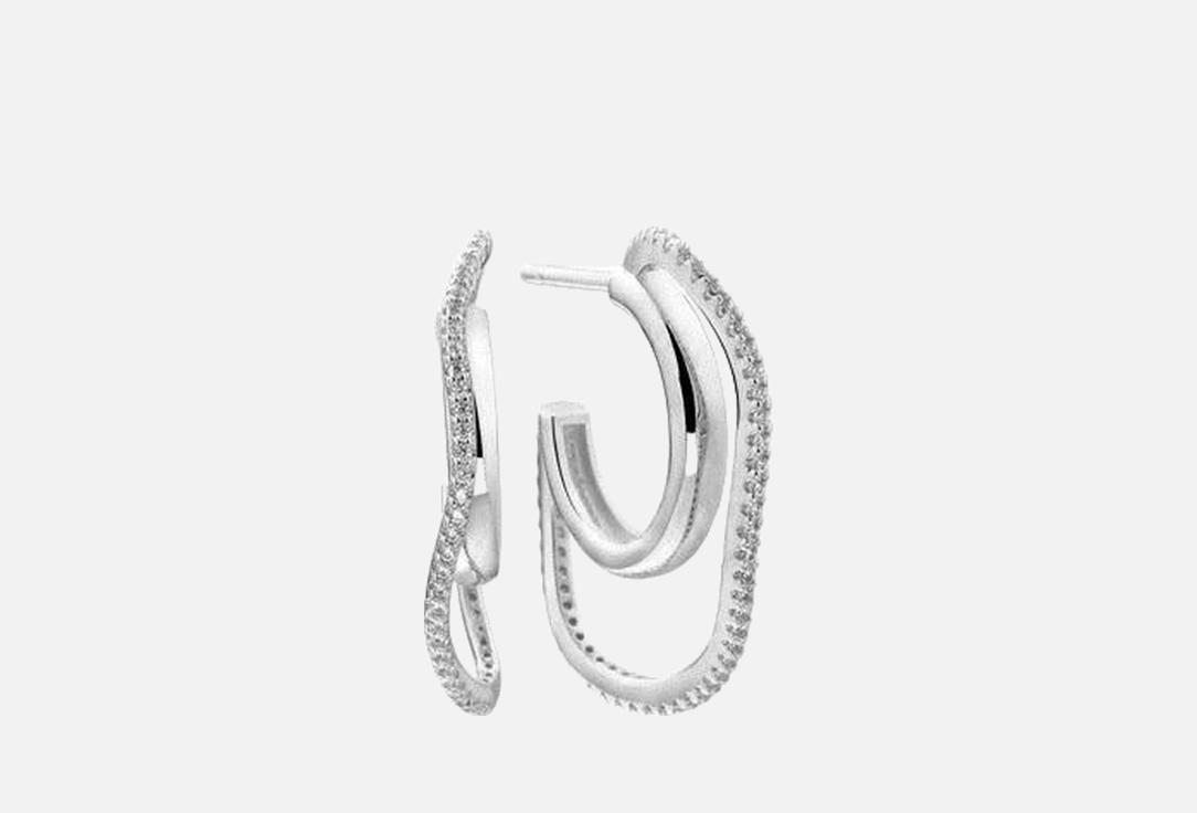 Изображение товара Серебряные серьги с фианитами 925 пробы родированные женские