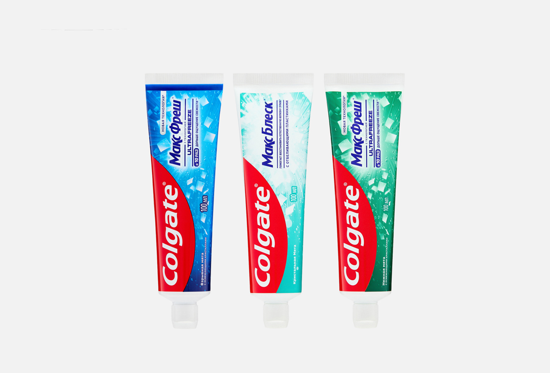 

Набор зубных паст COLGATE, Макс Блеск + Макс Фреш Нежная мята + Макс Фреш Взрывная мята 3 шт