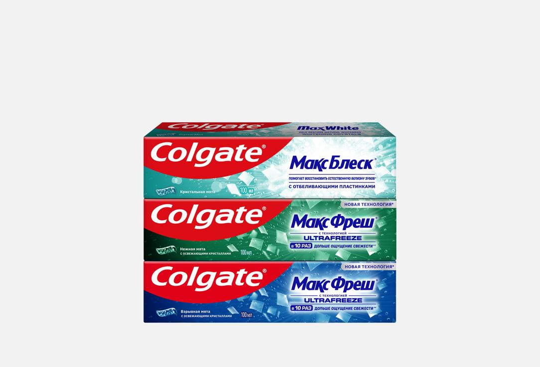 Изображение товара Набор зубных паст Colgate Макс Блеск + Макс Фреш Нежная мята + Макс Фреш Взрывная мята