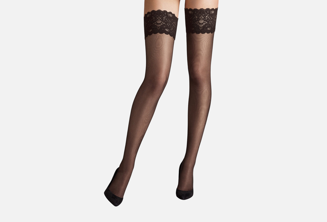 

Чулки на резинке WOLFORD, Черный, Satin Touch 20, Черные L мл