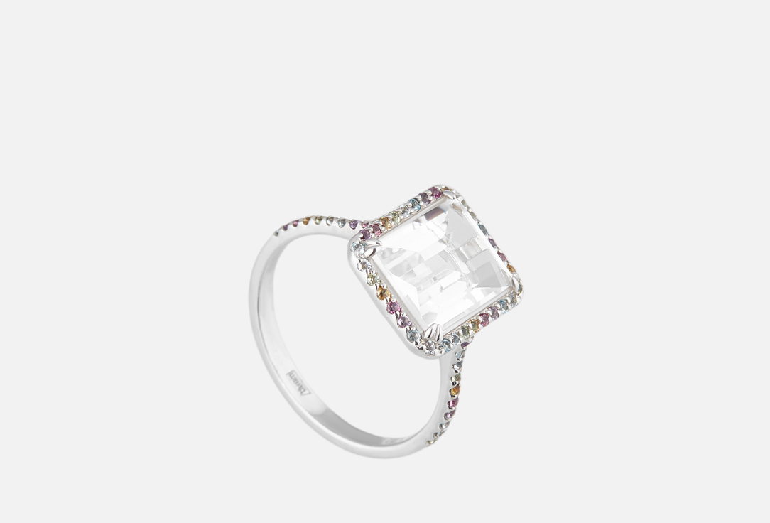 Изображение товара Серебряное кольцо SECRETS jewelry с крупным хрусталём и радужными камнями