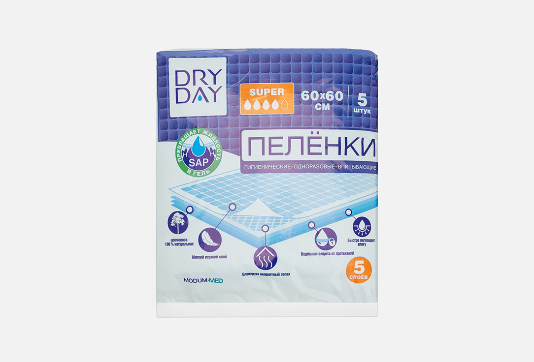 Изображение товара Пелёнки гигиенические одноразовые DRY DAY 60x60