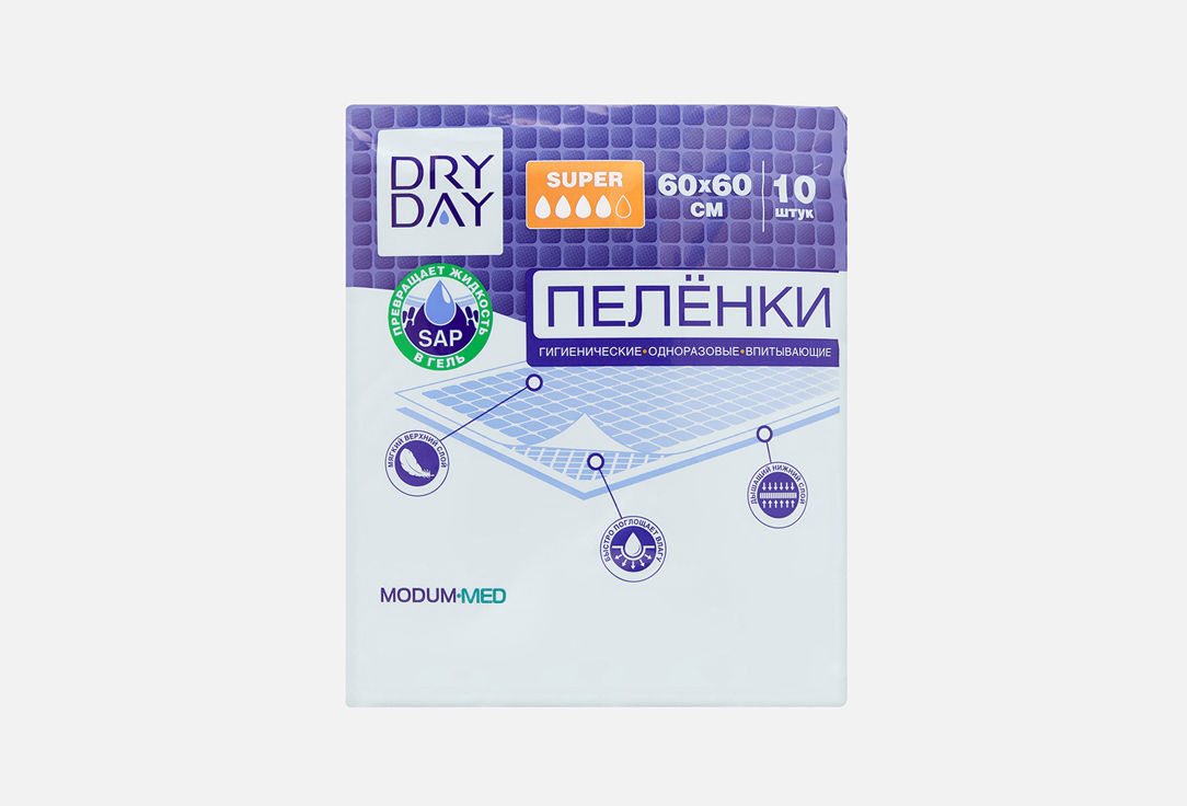 Изображение товара Пелёнки гигиенические одноразовые DRY DAY 60x60