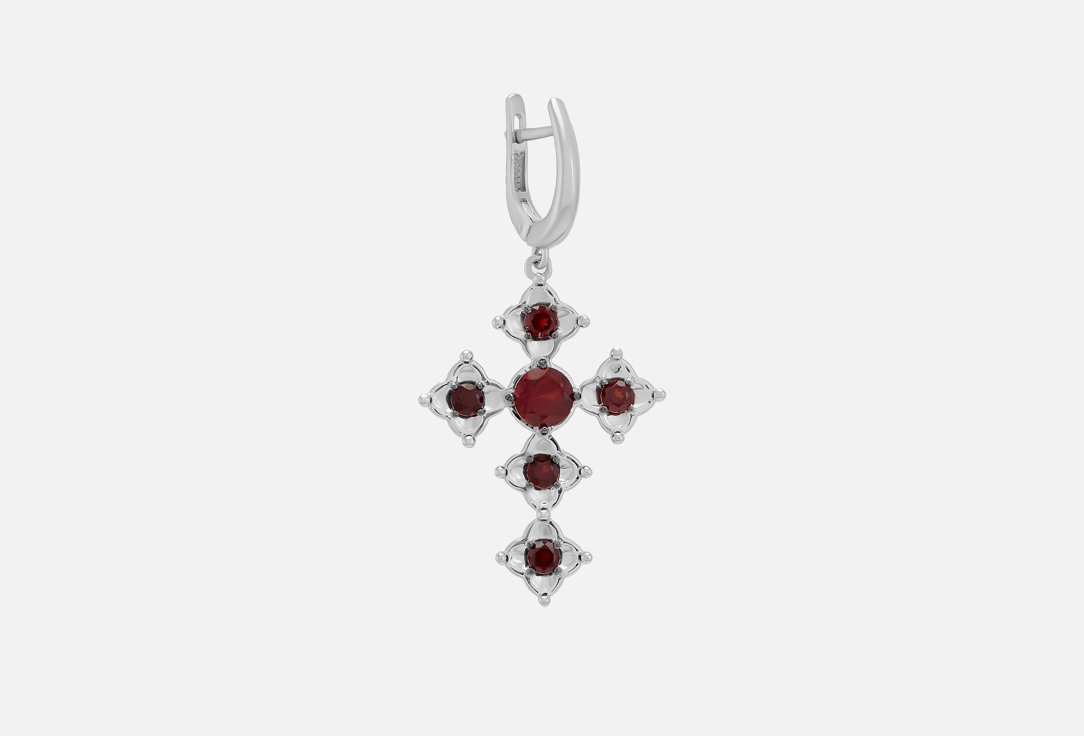 Изображение товара Моносерьга серебряная Cheeky Me Gothic Cross with Garnet Stone