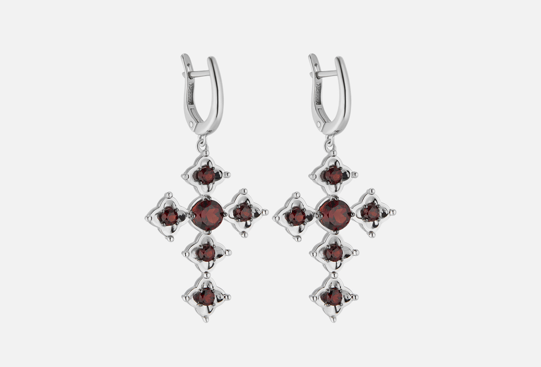 

Серьги серебряные CHEEKY ME, Gothic crosses with garnet 2 шт
