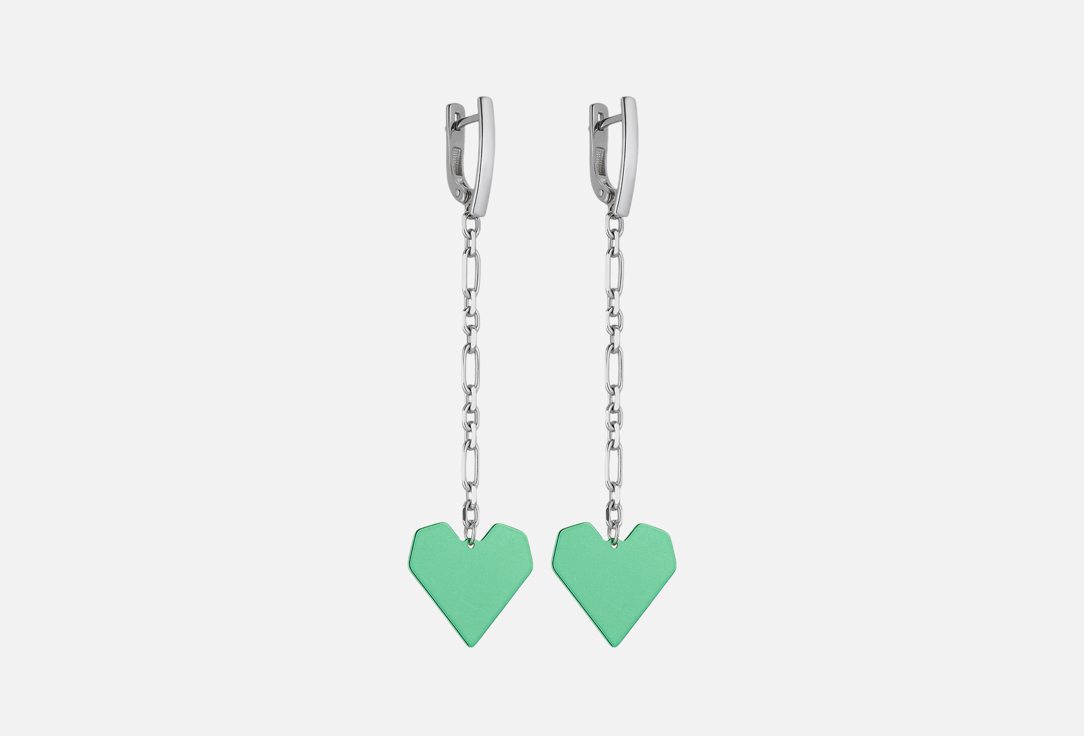 Изображение товара Серьги серебряные Cheeky Me Heart on a chain green