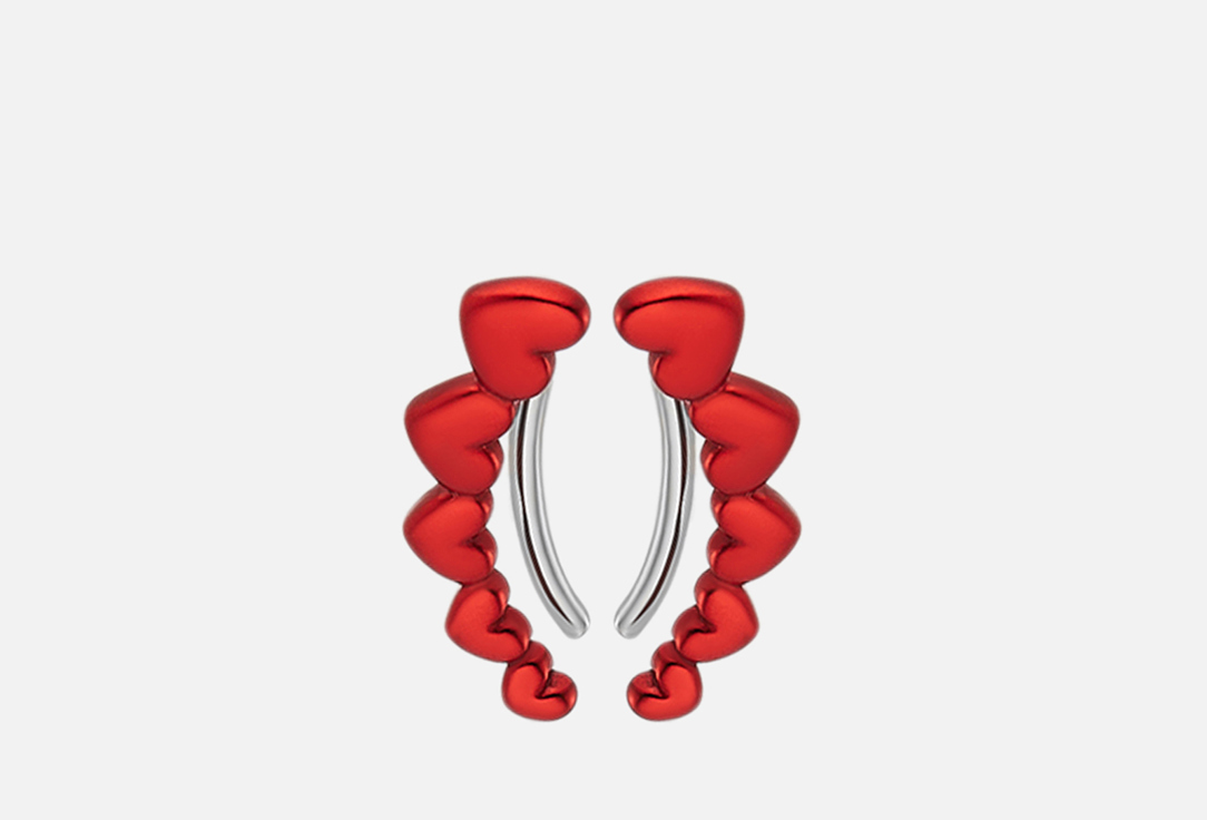 Изображение товара Серьги-клаймберы серебряные Cheeky Me Bright hearts red