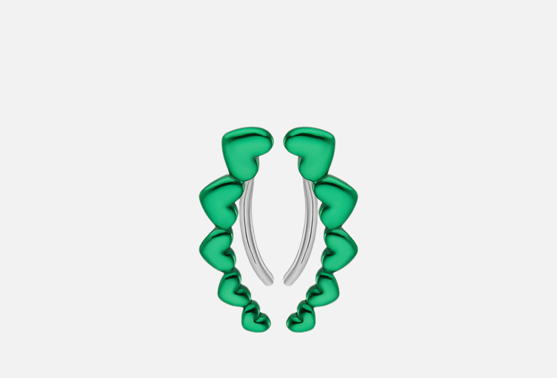 Изображение товара Серьги-клаймберы серебряные Cheeky Me Bright hearts green