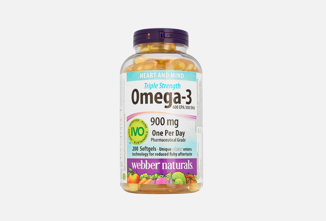 

омега-3 WEBBER NATURALS, Тройная сила 900 мг в капсулах 200 шт