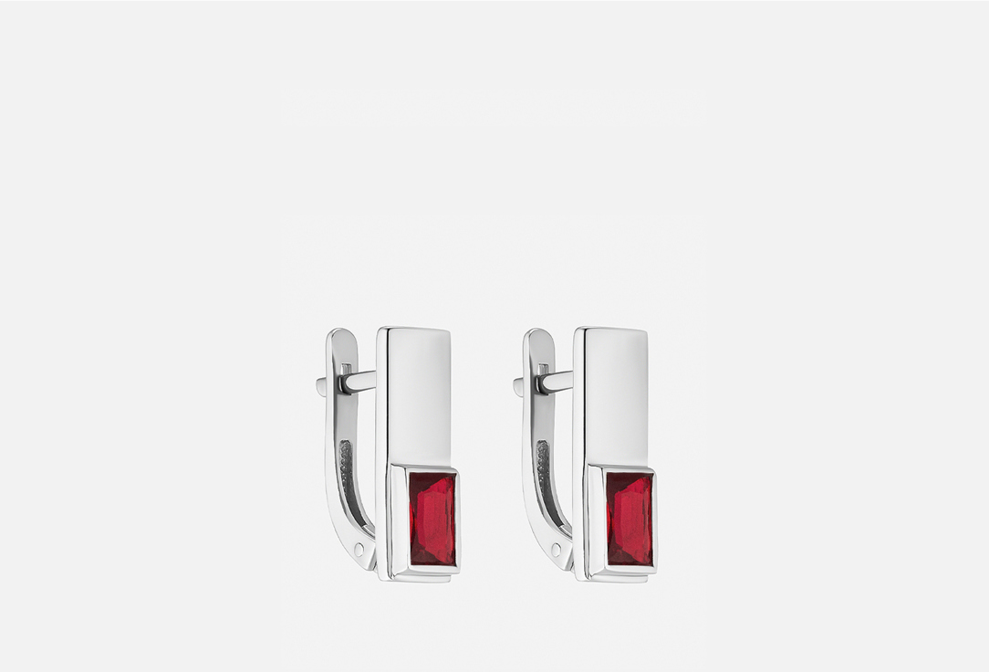 Изображение товара Серебряные серьги Sun Soul JWL с багетными вставками из стекла и родированием